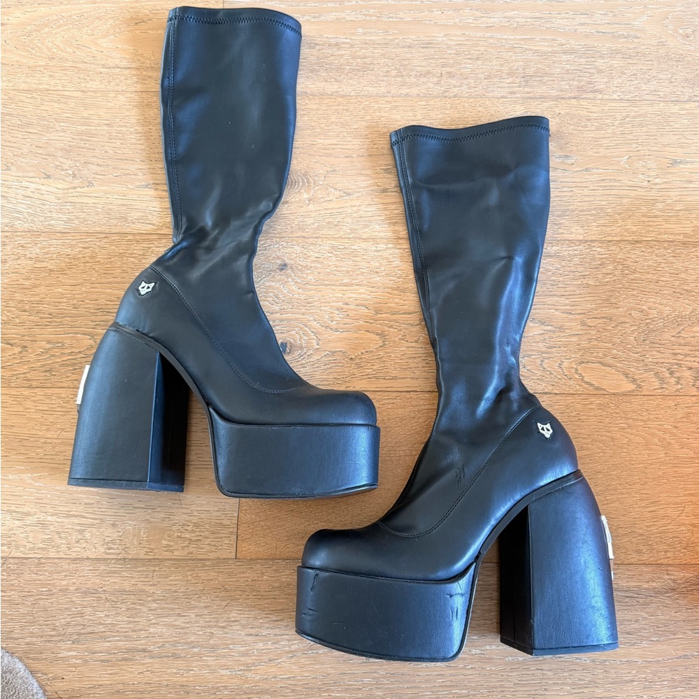 Naked Wolfe Black Platform Boots